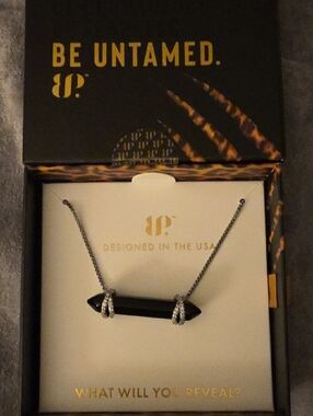 BP Black Crystal Bar Necklace